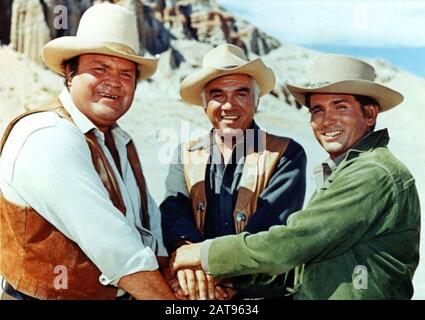 BONANZA NBC TV-SERIE 1959-1973. Von links: Dan Blocker, Lorne Greene, Michael Landon Stockfoto