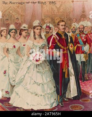 Edward VII (1841-1910), dann Edward, Prince of Wales, heiratet Alexandra von Dänemark in St. Gorge's Chapel, Windsor, 10. März 1863 Stockfoto