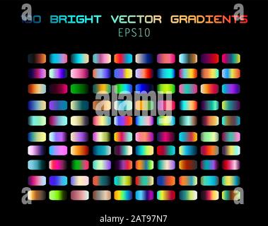 100 Vector Exotic Flower Colors Helle Verläufe - Set von Streifen mit Farben Overlay-Effekt Stock Vektor