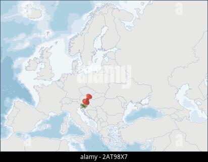 Lage der Republik Slowenien auf der Europakarte Stock Vektor