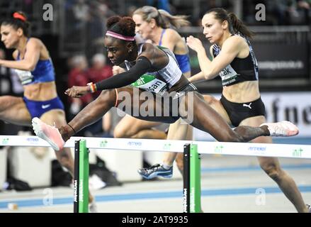 Karlsruhe, Deutschland. Januar 2020. Tobi Amusan (Nigeria/60 m Hürden). Deutschland/Leichtathletik/Hallenmeeting Karlsruhe IAAF World Indoor Tour, 31. Januar 2020 - Nutzung weltweit Credit: Dpa/Alamy Live News Stockfoto