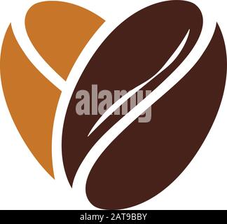 Abstrakte Kaffeebohnen-Ikonen in Form eines Herzens, um die Liebe zum Kaffee zu zeigen Stock Vektor