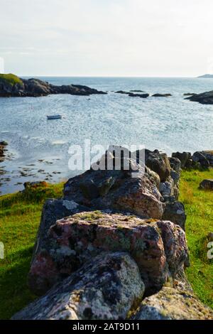 Sonnenuntergang Blick über Oldshoremore Strand, Bucht mi Sandstrand im Norden von Schottland Stockfoto