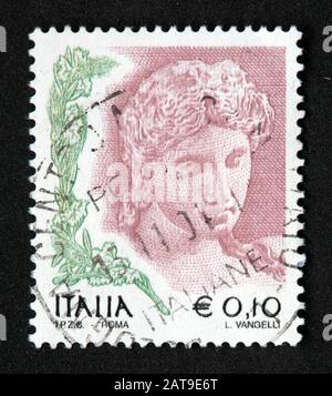 Italienischer Stempel, poste Italia verwendete und frankierte Stempel, italia E 0,10 L Vangelli Stockfoto