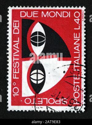 Italienische Briefmarke, poste Italia verwendete und frankierte Stempel, Poste Italiane 10th Festival Dei Spoleto Due Mondi 0,40Lire L.40 Stockfoto
