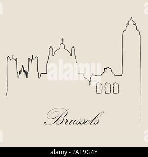 Kalligrafische Skyline von Brüssel - Vektor-Illustration Stock Vektor