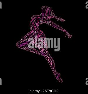 Graceful Dancer Girl Tag Cloud - Vektor-Illustration Stock Vektor