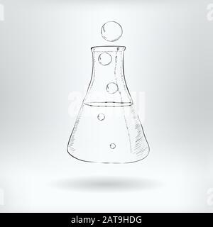 Symbol des chemischen Fläschens - Transmutation, Reaktion in Glasflask Icon Konzept - Vektor-Illustration Stock Vektor