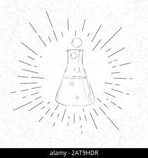 Symbol des chemischen Fläschens - Transmutation, Reaktion in Glasflask Icon Konzept - Vektor-Illustration Stock Vektor