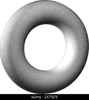 Vektor Halbton gestipled geometrische Abbildung - 3D Torus Stock Vektor