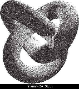 Vektor-Halbton-gestipelt geometrische Abbildung - 3D Infinity Torus Knot Loop Stock Vektor