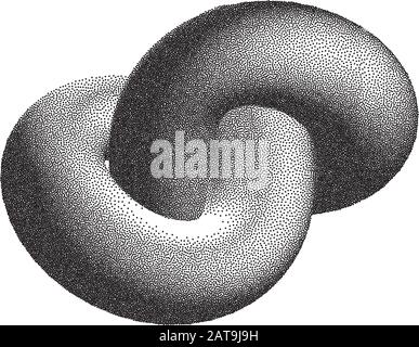 Vector Halbton Geheftete Geometrische Figurenabbildung - 3D Infinity Torus Knot Loop Stock Vektor