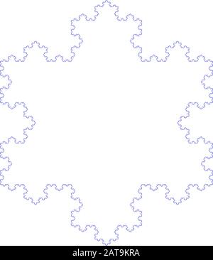 Flat Vector Computer Generated Koch Snowflake L-System Fractal - Generative Art Stock Vektor