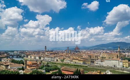 Panoramablick auf Florenz von der Piazza Michelangelo, Toskana, Italien Stockfoto