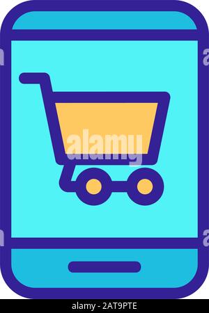 Telefon und Kauf Vektor icon. Isolierte Kontur symbol Abbildung Stock Vektor