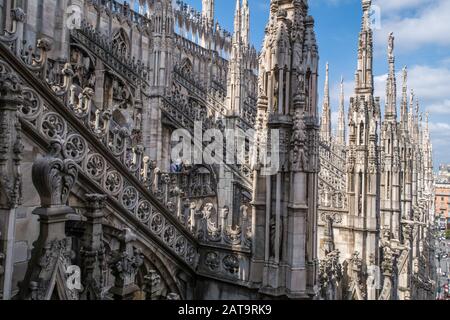 Der Dachbereich des Duomo in Mailand Italien Stockfoto