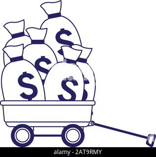 Rollwagen mit Geldbeutelsymbol, flaches Design Stock Vektor