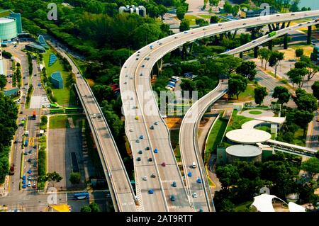 Bayfront Avenue & East Coast Parkway - Singapore City Stockfoto
