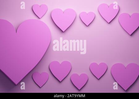 Hintergrund Der Rosafarbenen Herzen. 3D-Renderillustrationen Stockfoto