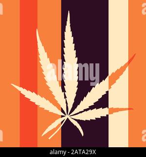 Tabby Pop Art Style Herbarium Collage - Vector Dried Cannabis Leaf Stock Vektor