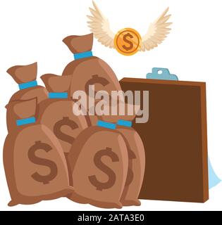 Geldbeutel und Clipboard Symbol Stock Vektor