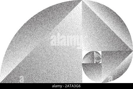 Fibonacci Spirale Mit Stippeln - Vektor-Op Art Stock Vektor