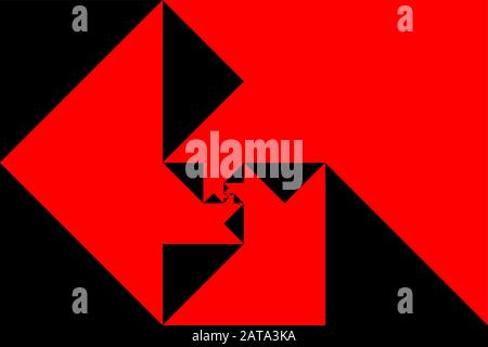 Dreieck Rot und Weiß Fibonacci Spirale - Vektor Op Art Stock Vektor