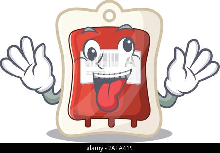 Blutbeutel Cartoon Character Style mit einem verrückten Gesicht Stock Vektor