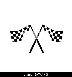 Rennwettkampf unterschreibt Cross-Checkered Flags Logo Vector Illustration Stock Vektor