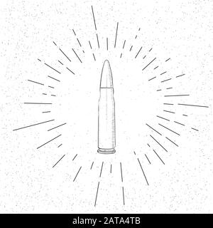 Handgezeichnetes Symbol der Schusswaffe Bullet - Doodle Vector Hatch Icon Stock Vektor