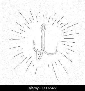 Handgezeichnetes Symbol von Triple Fish Hook - Doodle Vector Hatch Icon Stock Vektor