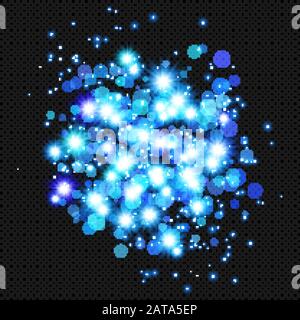 Blue Shine Flare Flash mit Stur Dust und Bokeh Effekt auf transparentem Hintergrund - Vector Radiant Sparkle Stock Vektor