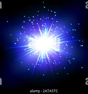 Blue Shine Starburst - Vektor Strahlende Sternstrahlen Stock Vektor