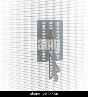 Nahpfeil-Cursor und Download-Symbol auf Dem Lcd-Bildschirm Pixel Background - Vector Macro Image Digital Concept Stock Vektor