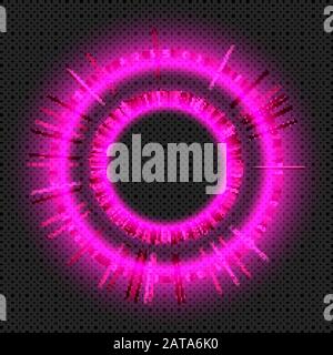 Pink Shining Round Music Equalizer Skala auf Transparentem Hintergrund - Vector Glowing Neon Spiral Stock Vektor