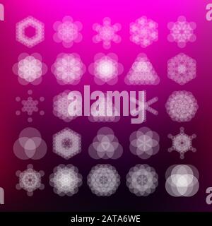 Vector Computer Generated Pattern Flower of Life Mandala Symbol Fractals - Generative Art Set - Logo-Element-Set Stock Vektor