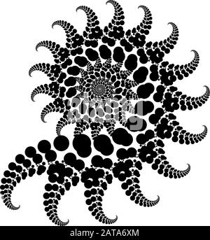 Vector Fractal Beaded Spiral Snail Vortex Shape - Generative Op Art Element Stock Vektor