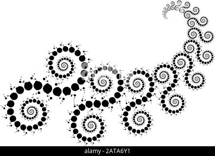 Vector Fractal Beaded Spiral Cornucopia Vortex Shape - Generative Op Art Element Stock Vektor