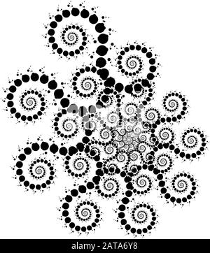 Vector Fractal Beaded Delicate Spiral Nautilus Snail Vortex Shape - Generative Op Art Element Stock Vektor