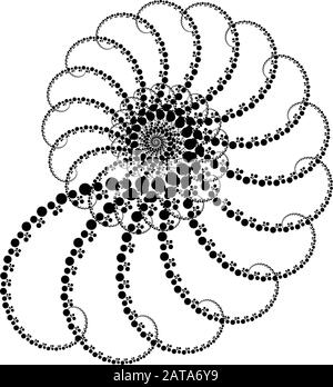 Vector Fractal Beaded Spiral Ammonite Snail Vortex Shape - Generative Op Art Element Stock Vektor