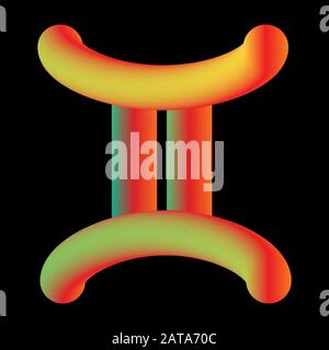 Vektorastrologisches Mystisches Diagrammsymbol - Seufzer von Zwillingen oder Zwillingen Stock Vektor