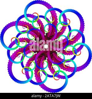 Vector Twirl Mandala Art - Openwork Radial Symmetry Flourish Pattern Stock Vektor