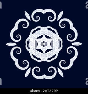 Vector Delicate Mandala Art - Openwork Six Beam Radial Symmetry Flourish Pattern Stock Vektor