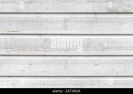 Weiße Holzwand, detailreiche Fotostruktur mit flachem Hintergrund Stockfoto