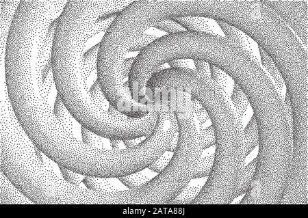 Vektor Halbton Geheftet Geometrischer Figurenhintergrund - 3D Infinity Torus Knot Loop Nahaufnahme Stock Vektor