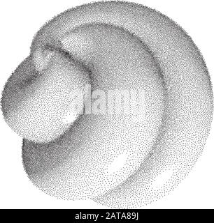 Vector Halbton Geheftete Geometrische Figurenabbildung - 3D Infinity Torus Knot Loop Stock Vektor