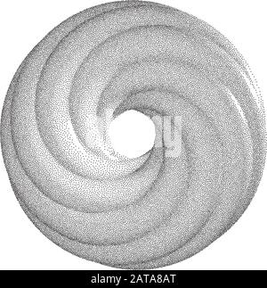 Vector Halbton Geheftete Geometrische Figurenabbildung - 3D Infinity Torus Knot Loop Stock Vektor