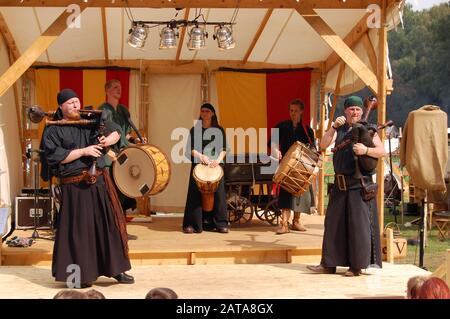 Musiker beim Mittelalterfest Spectaculum in Bueckeburg Stockfoto