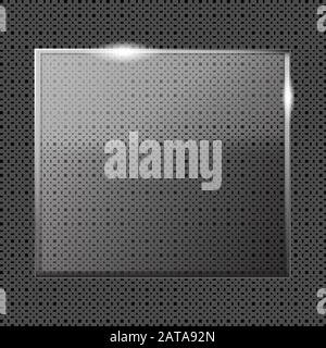 Transparente Lustre Crystal Glass Badge Plate Mockup - Transparente Glasige Rechteckige Vorlage Stock Vektor