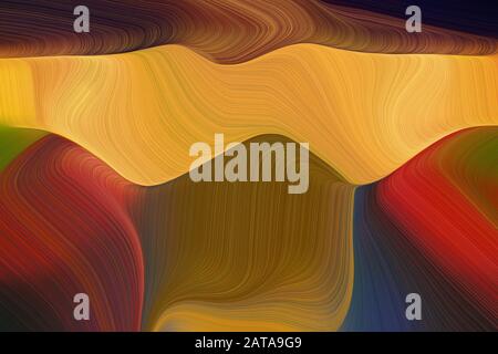 Künstlerische Wellenlinien mit modernem Wellenhintergrund mit sattelbraunem, schokoladarbigem und pastellorangefarbenem Design. Stockfoto